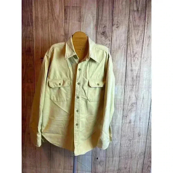 Vintage Woolrich Flannel Shirt Pale Yellow Men's Size XL Read Description - Picture 1 of 8